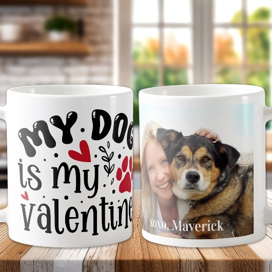 Mijn hond is mijn Valentijn aangepaste moderne hui Koffiemok