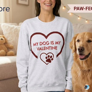 Mijn hond is mijn Valentijn Cute Paw Print Hart Trui