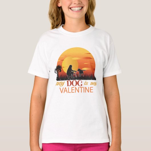mijn hond is mijn valentijn, hond is mijn valentij t-shirt (Voorkant)