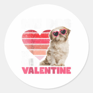 Mijn hond is mijn Valentijn - Tattoo Shih Tzu Anim Ronde Sticker