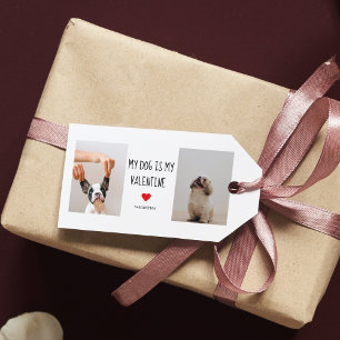 Mijn hond is mijn Valentijn   Twee foto's van hond Cadeaulabel
