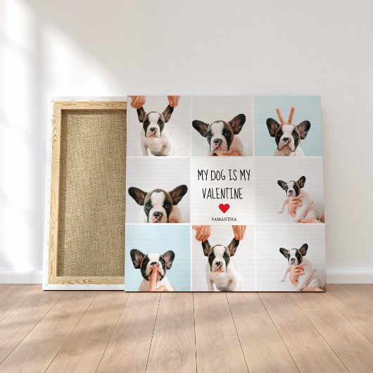 Mijn hond is mijn Valentijn | Twee foto's van hond Canvas Afdruk