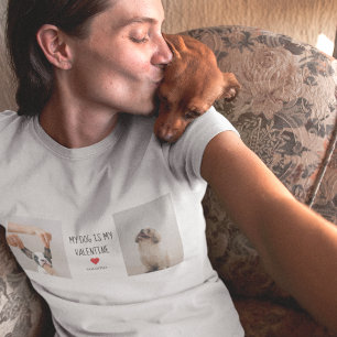 Mijn hond is mijn Valentijn Twee foto's van hond T-shirt