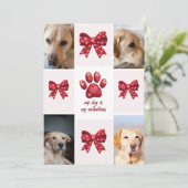 Mijn hond is mijn Valentijnse boog 4 foto's Feestdagenkaart (Staand voorkant)