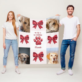 Mijn hond is mijn Valentijnse boog 4 foto's Fleece Deken