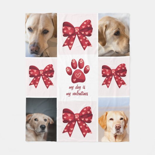 Mijn hond is mijn Valentijnse boog 4 foto's Fleece Deken (Voorkant)