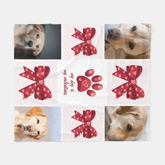 Mijn hond is mijn Valentijnse boog 4 foto's Fleece Deken (Voorkant (Horizontaal))