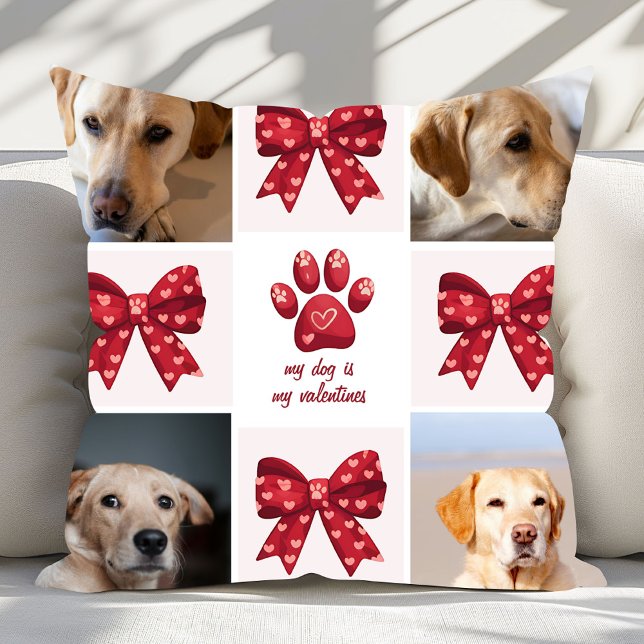 Mijn hond is mijn Valentijnse boog 4 foto's Kussen (Creator heeft geüpload)