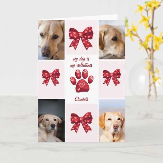 Mijn hond is mijn Valentijnspijl 4 foto's Kaart (Gele Bloem)