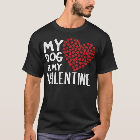 Mijn hond is m'n Valentijn Cute Dog, eigenaar V DA T-shirt (Voorkant)