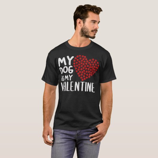 Mijn hond is m'n Valentijn Cute Dog, eigenaar V DA T-shirt (Voorkant volledig)