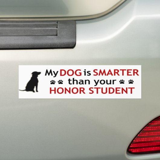 Mijn hond is slimmer bumpersticker (Op auto)