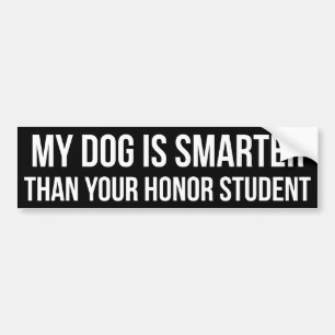 Mijn hond is slimmer dan je eervolle student bumpersticker