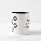 Mijn hond is slimmer dan je kind! Mok! Tweekleurige Koffiemok (Center)