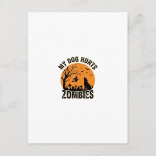 Mijn hond jaagt op zombies vintage Halloween honde Briefkaart