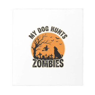 Mijn hond jaagt op zombies vintage Halloween honde Notitieblok