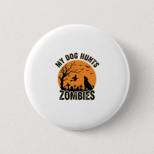 Mijn hond jaagt op zombies vintage Halloween honde Ronde Button 5,7 Cm