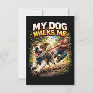Mijn hond loopt mij uit bedankkaart