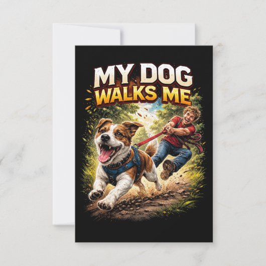 Mijn hond loopt mij uit bedankkaart (Voorkant)