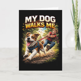 Mijn hond loopt mij uit feestdagen kaart