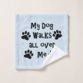 Mijn hond loopt over me heen bad handdoek (Wasdoekje)