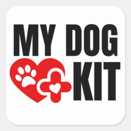 Mijn hond medische kit vierkante sticker
