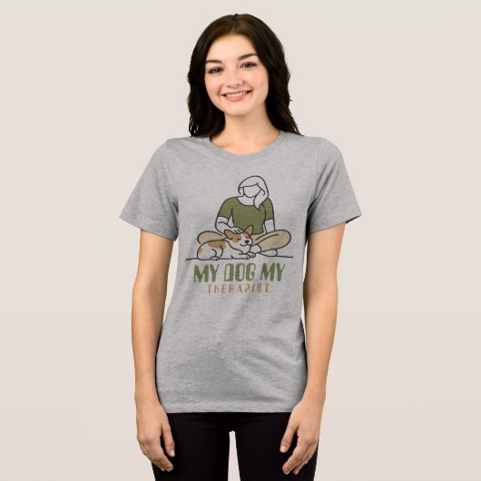 Mijn Hond Mijn Therapeut Tri-Blend Shirt (Voorkant volledig)