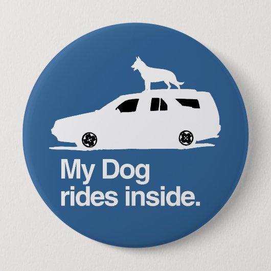 Mijn hond rijdt binnen -.png ronde button 4,0 cm (Voorkant)