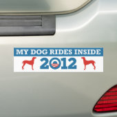 Mijn hond rijdt in Obama 2012 Bumpersticker (Op auto)