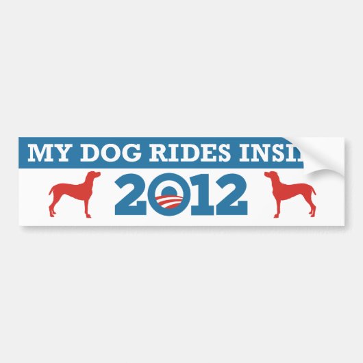 Mijn hond rijdt in Obama 2012 Bumpersticker (Voorkant)