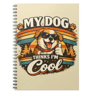 Mijn hond vindt me cool retro honden kunst notitieboek