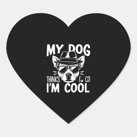 Mijn hond vindt mij cool hart sticker (Voorkant)