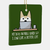 Mijn hond werkt hard keramisch ornament (Rechts)