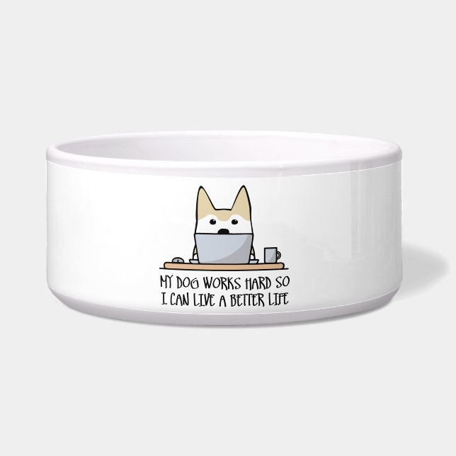 Mijn hond werkt hard voerbakje (Voorkant)