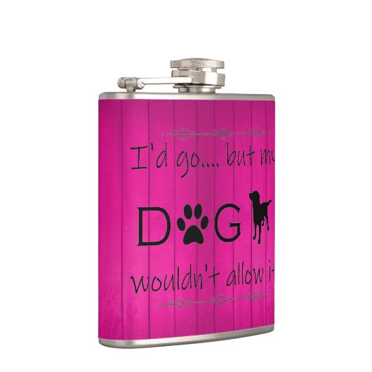 Mijn hond zou het niet laten flesje - magenta heupfles (Rechts)