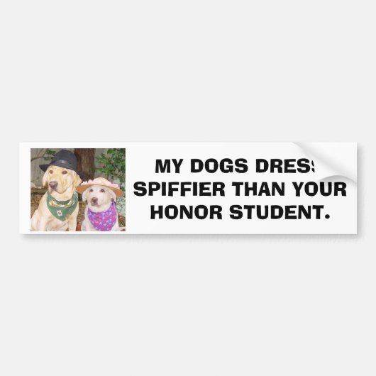 MIJN HONDEN DRUKSPIFFIER DAN UW HONORSTUDENT BUMPERSTICKER (Voorkant)