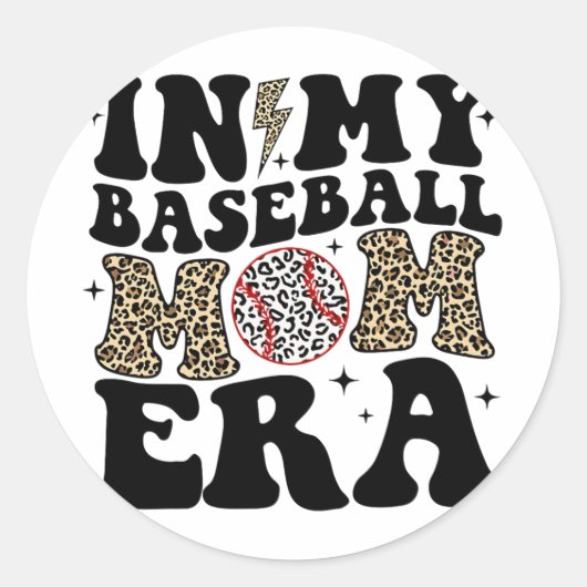 Mijn honkbal mam tijdperk luipaard mam honkbal mam ronde sticker (Voorkant)