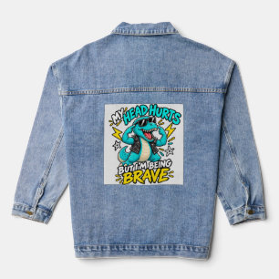 Mijn Hoofd Doet Pijn Maar Ik Ben Dapper Funny Rock Denim Jacket