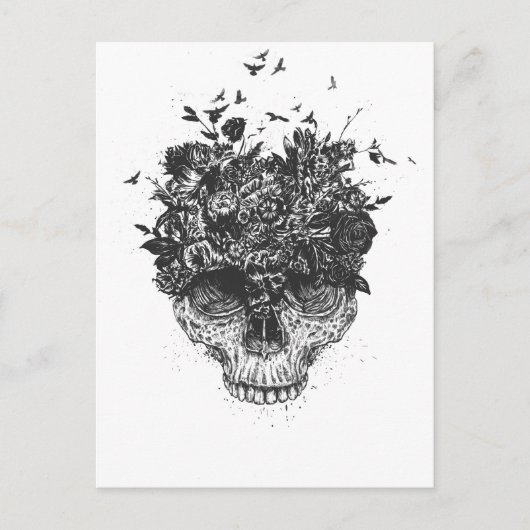 Mijn hoofd is een oerwoud (zwart-wit) briefkaart (Voorkant)