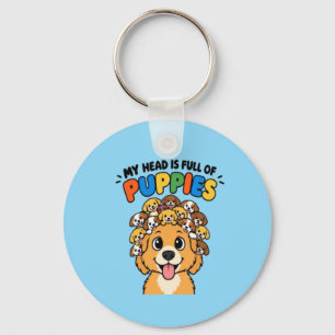 Mijn hoofd zit vol met puppy's Cute hondendoodle g Sleutelhanger