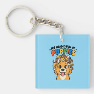 Mijn hoofd zit vol met puppy's Mopshond Cute Doodl Sleutelhanger