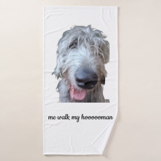 Mijn Hooooooman uitlaten, grappige Ierse Wolfshond Badhanddoek (Badhanddoek)