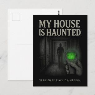 Mijn huis is een spookhuis ansichtkaart – Geverifi Briefkaart