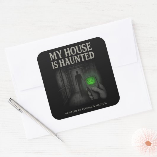 Mijn huis is spookachtige Sticker - geverifieerd d (Envelop)