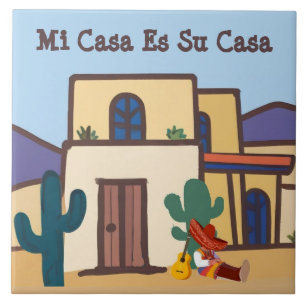 Mijn huis is uw huis Mexicaans woestijn Adobe huis Tegeltje