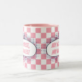 "Mijn huis, mijn regels!" ingecheckte achtergrond Tweekleurige Koffiemok (Center)
