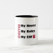 Mijn huis Mijn regels Mijn koffie Tweekleurige Koffiemok (Center)