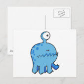 mijn huisdier cycloop monster blauw briefkaart (Voorkant / Achterkant)
