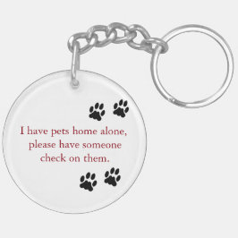 Mijn huisdier is alleen thuis foto-sleutelhanger sleutelhanger
