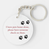 Mijn huisdier is alleen thuis foto-sleutelhanger sleutelhanger (Achterkant)